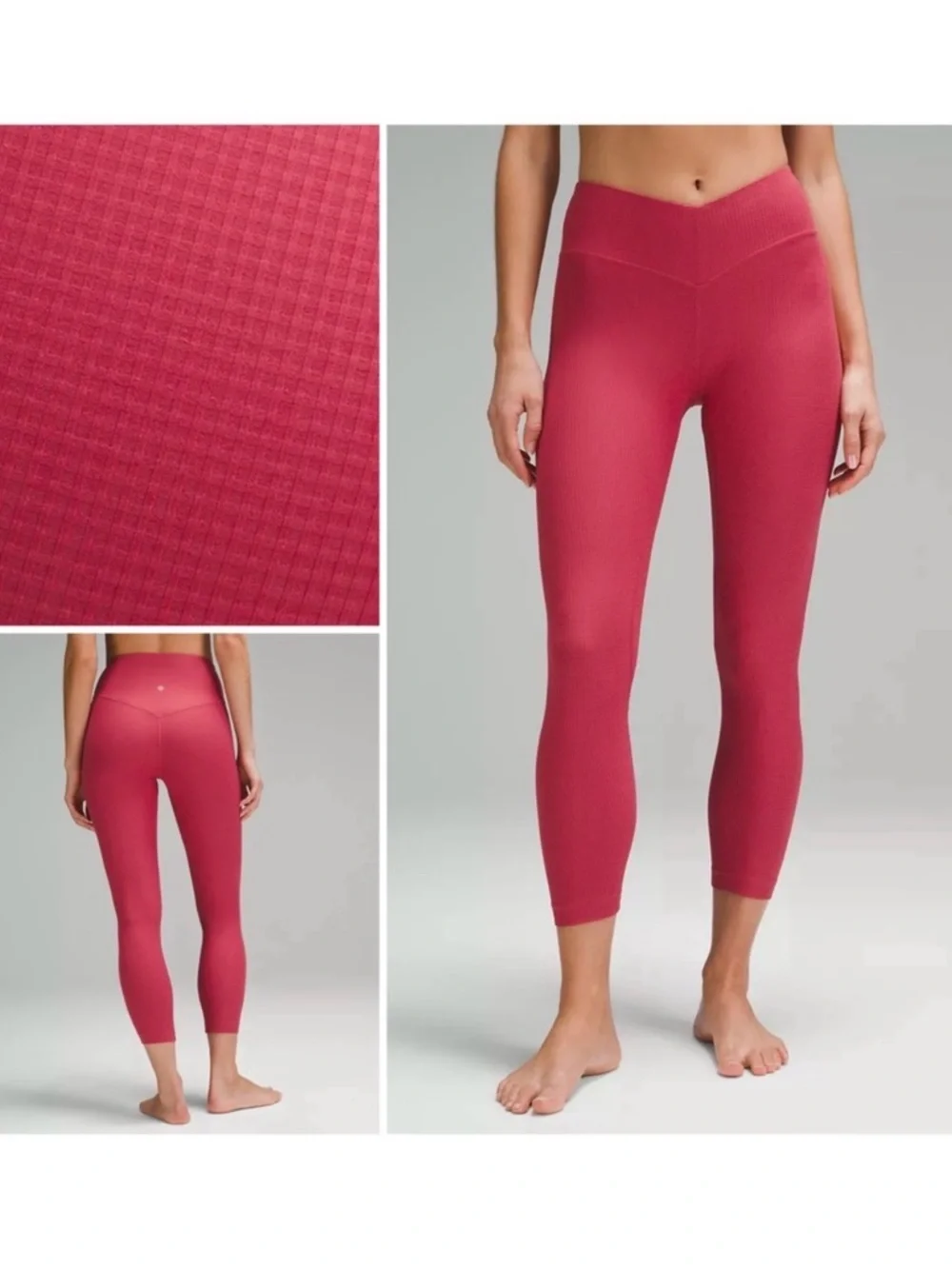 Lululemon V-Waist Yoga Tight 25” Grid Texture Vintage Rose Size 8